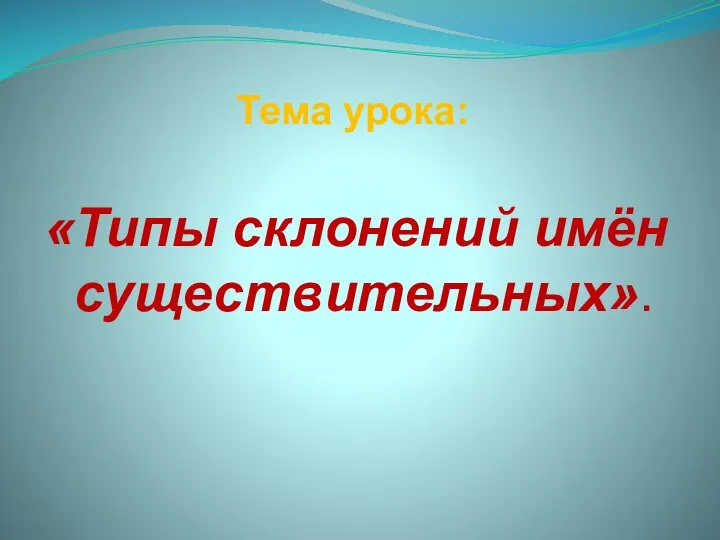 Тема урока: «Типы склонений имён существительных».