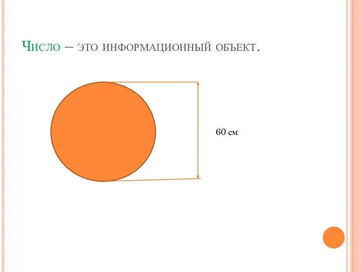 Число – это информационный объект. 60 см