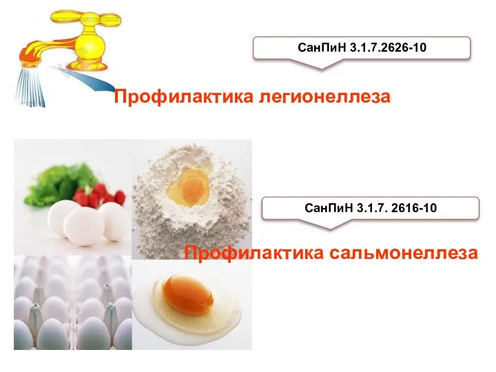 СанПиН 3.1.7.2626-10 СанПиН 3.1.7. 2616-10 Профилактика легионеллеза Профилактика сальмонеллеза