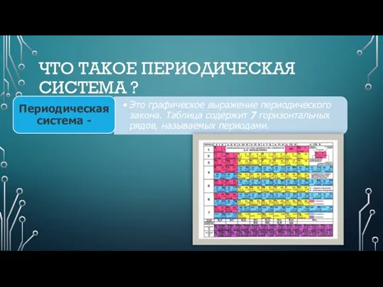 ЧТО ТАКОЕ ПЕРИОДИЧЕСКАЯ СИСТЕМА ?