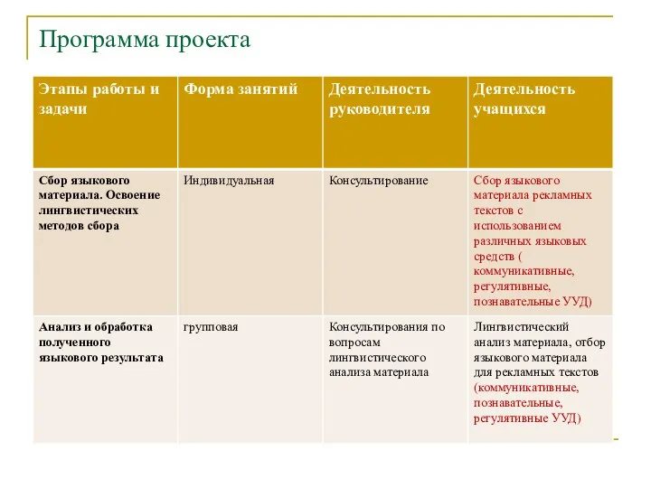 Программа проекта