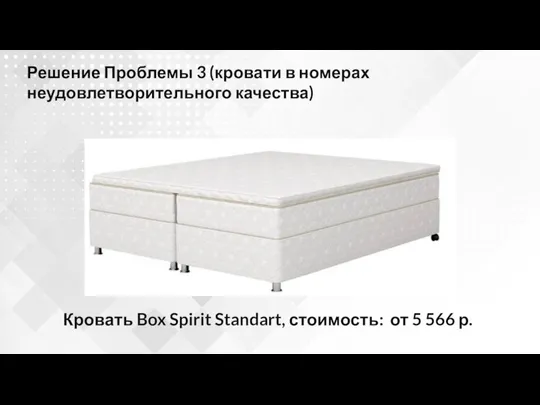 Решение Проблемы 3 (кровати в номерах неудовлетворительного качества) Кровать Box Spirit