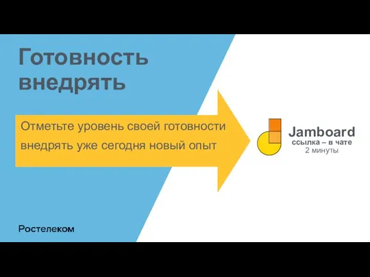 Отметьте уровень своей готовности внедрять уже сегодня новый опыт Готовность внедрять