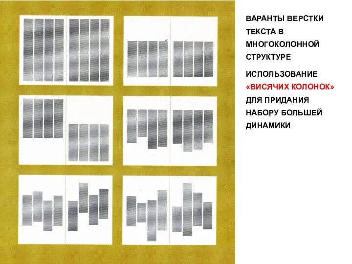 ВАРАНТЫ ВЕРСТКИ ТЕКСТА В МНОГОКОЛОННОЙ СТРУКТУРЕ ИСПОЛЬЗОВАНИЕ «ВИСЯЧИХ КОЛОНОК» ДЛЯ ПРИДАНИЯ НАБОРУ БОЛЬШЕЙ ДИНАМИКИ