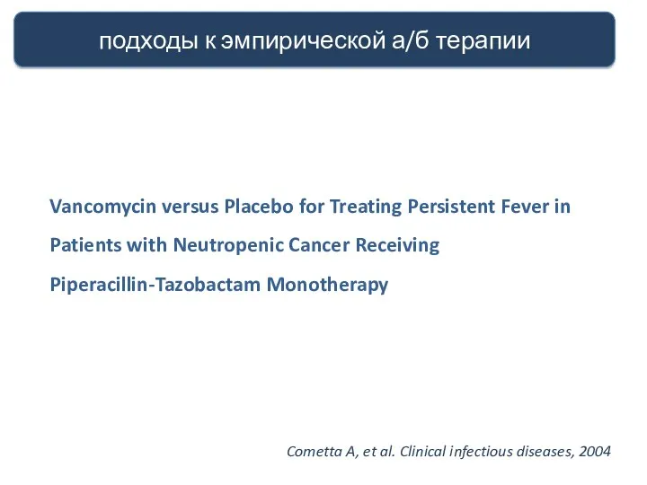 подходы к эмпирической а/б терапии Vancomycin versus Placebo for Treating Persistent