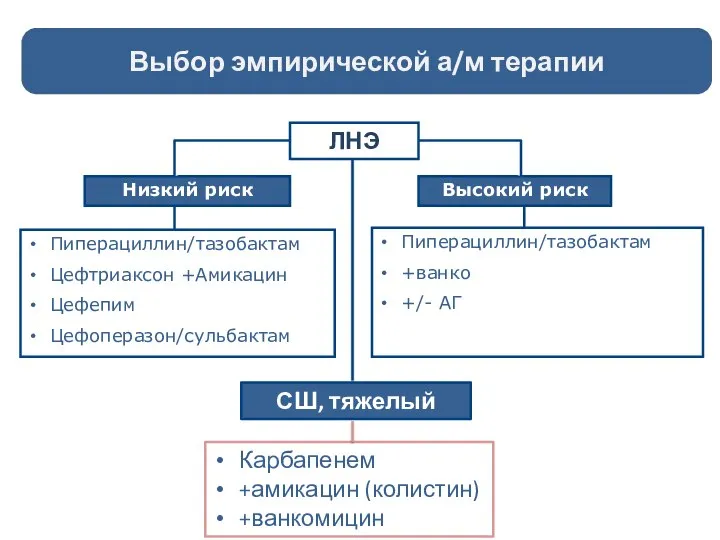 Выбор эмпирической а/м терапии ЛНЭ