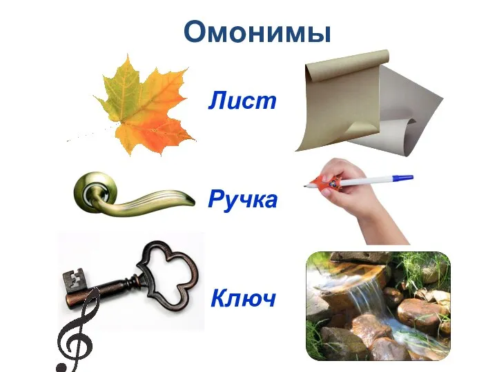 Омонимы Лист Ручка Ключ