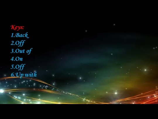 Keys: 1.Back 2.Off 3.Out of 4.On 5.Off 6.Up with