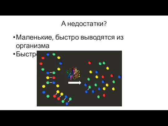 А недостатки? Маленькие, быстро выводятся из организма Быстро разрушаются в крови