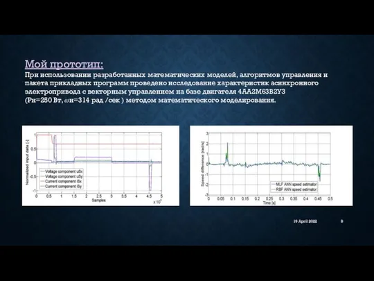 19 April 2022 Мой прототип: При использовании разработанных математических моделей, алгоритмов