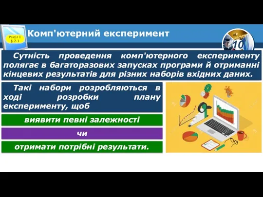 Комп'ютерний експеримент Розділ 1 § 2.1 Сутність проведення комп'ютерного експерименту полягає