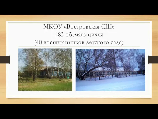 МКОУ «Востровская СШ» 183 обучающихся (40 воспитанников детского сада)