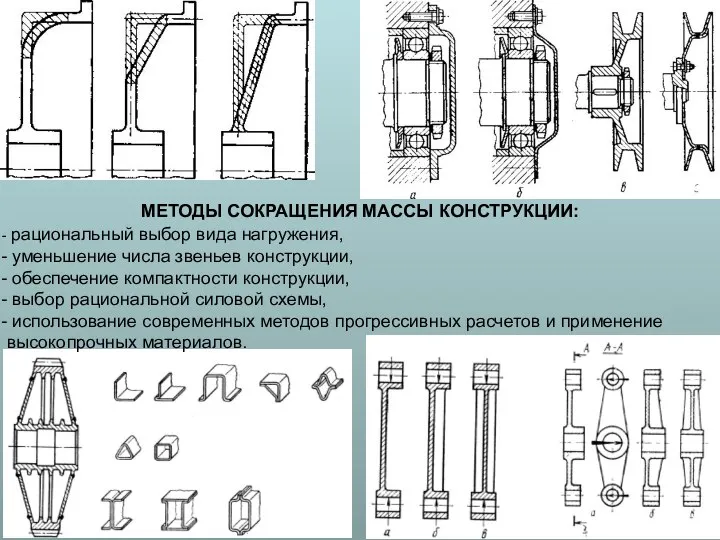 МЕТОДЫ СОКРАЩЕНИЯ МАССЫ КОНСТРУКЦИИ: рациональный выбор вида нагружения, уменьшение числа звеньев