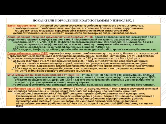 ПОКАЗАТЕЛИ НОРМАЛЬНОЙ КОАГУЛОГРАММЫ У ВЗРОСЛЫХ, 1 Время кровотечения — основной состояния
