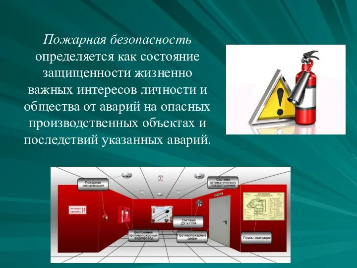 Пожарная безопасность определяется как состояние защищенности жизненно важных интересов личности и