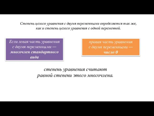 Степень целого уравнения с двумя переменными определяется так же, как и