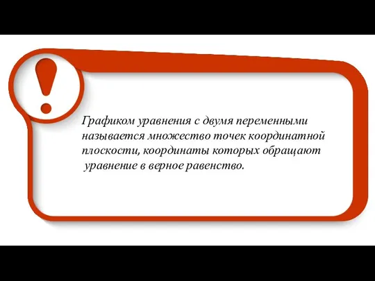 Графиком уравнения с двумя переменными называется множество точек координатной плоскости, координаты