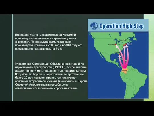 Благодаря усилиям правительства Колумбии производство наркотиков в стране медленно снижается. По