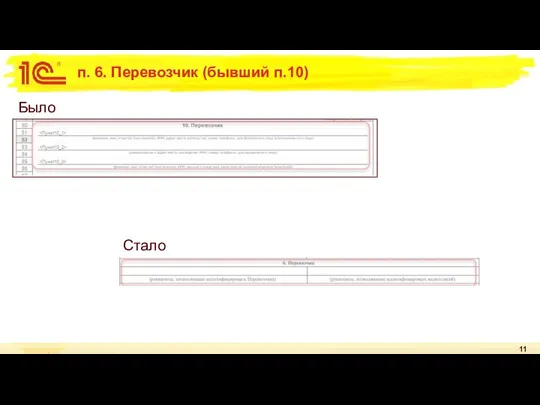 п. 6. Перевозчик (бывший п.10) Было Стало