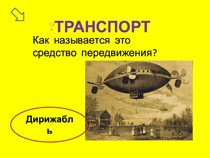 ТРАНСПОРТ Как называется это средство передвижения? Дирижабль