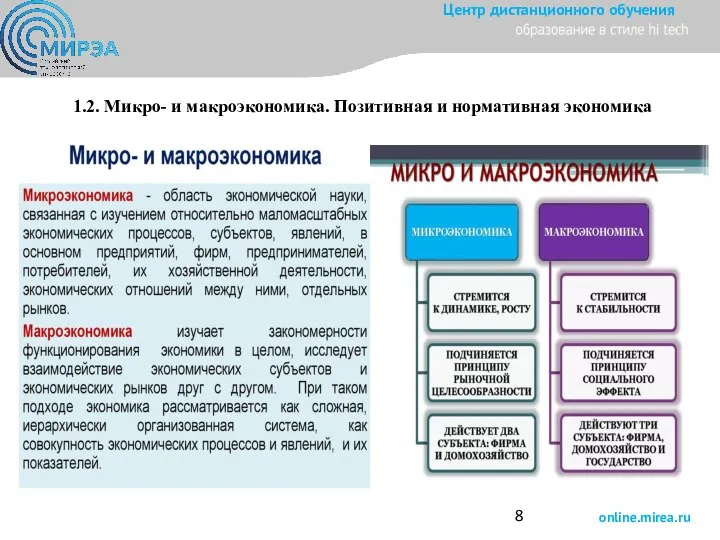 1.2. Микро- и макроэкономика. Позитивная и нормативная экономика