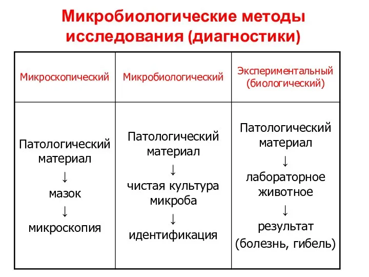 Микробиологические методы исследования (диагностики)