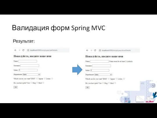 Валидация форм Spring MVC Результат: