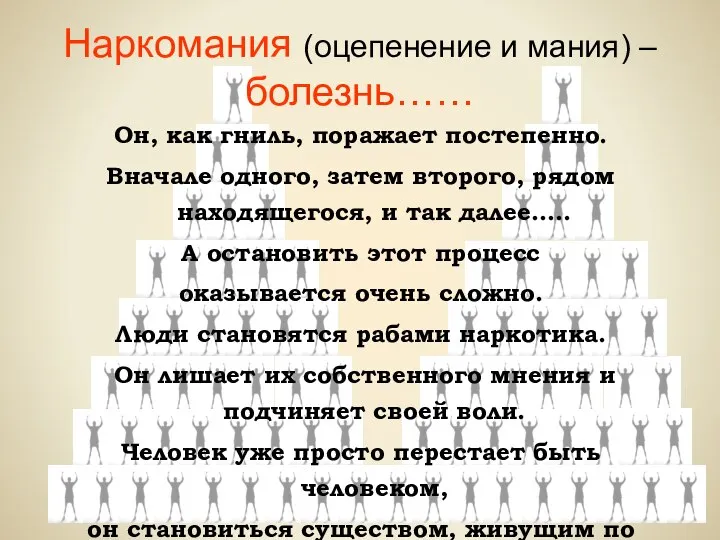 Наркомания (оцепенение и мания) – болезнь…… Он, как гниль, поражает постепенно.