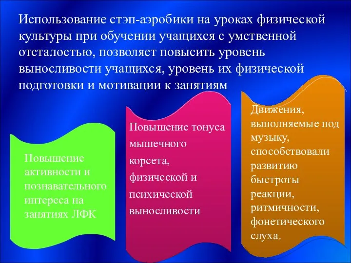 Использование стэп-аэробики на уроках физической культуры при обучении учащихся с умственной