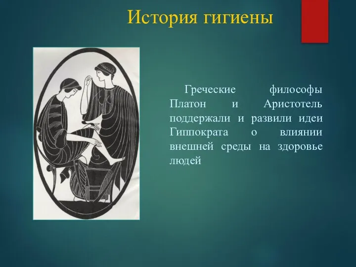 История гигиены Греческие философы Платон и Аристотель поддержали и развили идеи