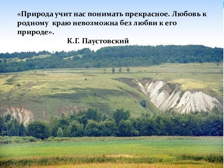 «Природа учит нас понимать прекрасное. Любовь к родному краю невозможна без