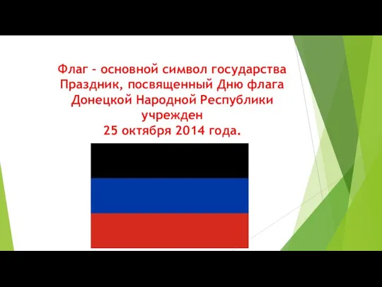 Флаг – основной символ государства Праздник, посвященный Дню флага Донецкой Народной