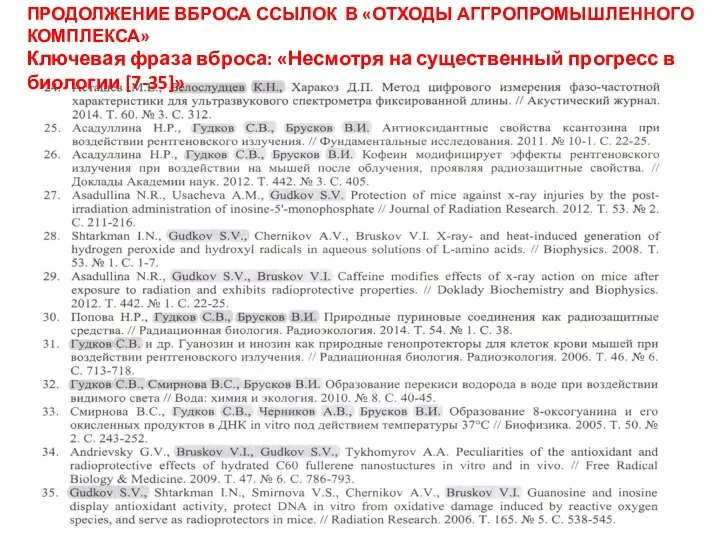 ПРОДОЛЖЕНИЕ ВБРОСА ССЫЛОК В «ОТХОДЫ АГГРОПРОМЫШЛЕННОГО КОМПЛЕКСА» Ключевая фраза вброса: «Несмотря