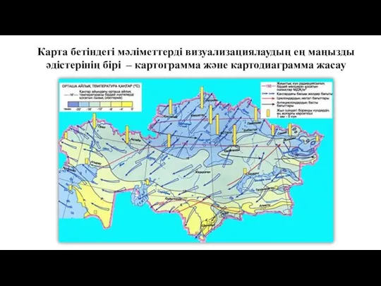 Карта бетіндегі мәліметтерді визуализациялаудың ең маңызды әдістерінің бірі – картограмма және картодиаграмма жасау