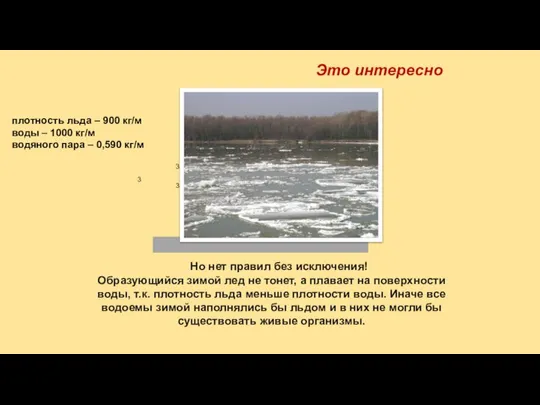 Но нет правил без исключения! Образующийся зимой лед не тонет, а