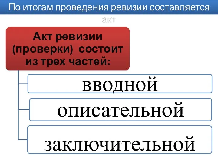 По итогам проведения ревизии составляется акт