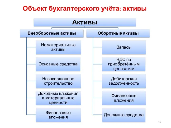 Объект бухгалтерского учёта: активы