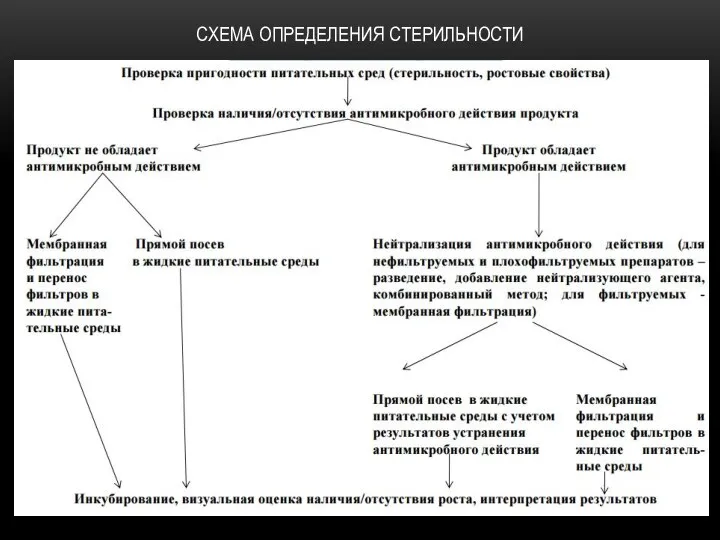 СХЕМА ОПРЕДЕЛЕНИЯ СТЕРИЛЬНОСТИ