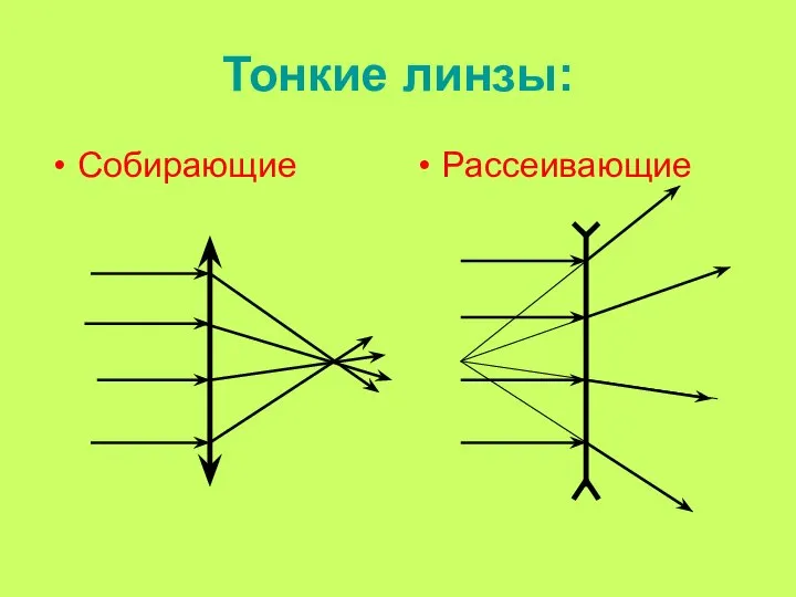 Тонкие линзы: Собирающие Рассеивающие