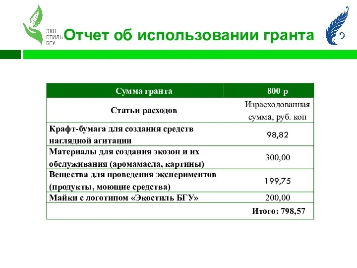 Отчет об использовании гранта