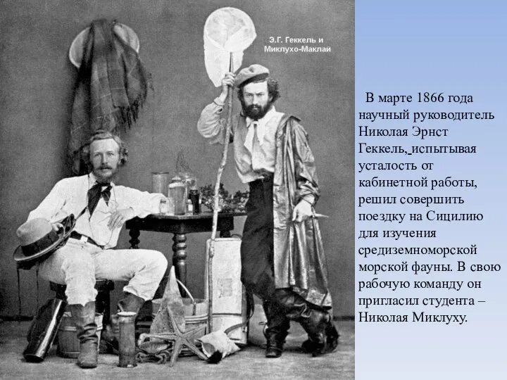 В марте 1866 года научный руководитель Николая Эрнст Геккель, испытывая усталость