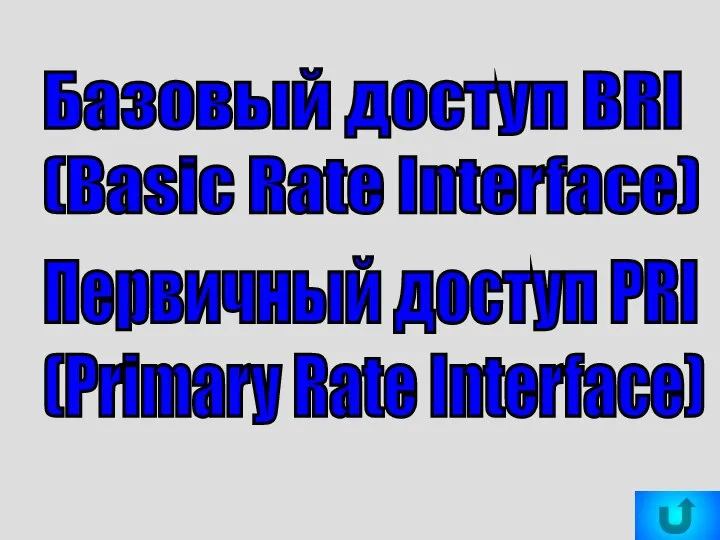 Базовый доступ BRI (Basic Rate Interface) Первичный доступ PRI (Primary Rate Interface)