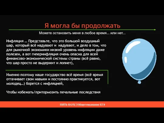 Инфляция … Представьте, что это большой воздушный шар, который всё надувают