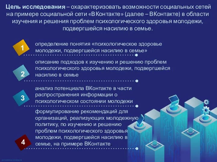 Цель исследования – охарактеризовать возможности социальных сетей на примере социальной сети