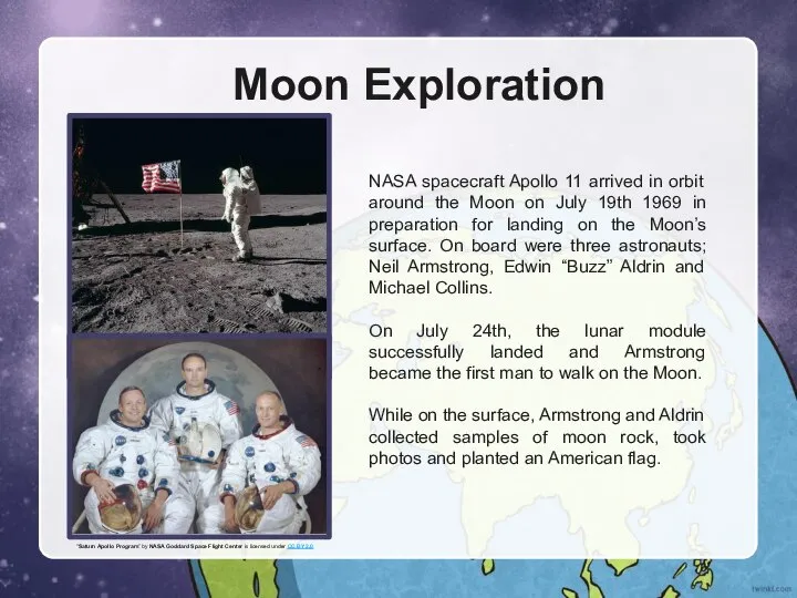 Moon Exploration NASA spacecraft Apollo 11 arrived in orbit around the