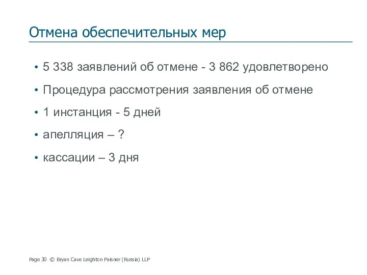 Отмена обеспечительных мер 5 338 заявлений об отмене - 3 862