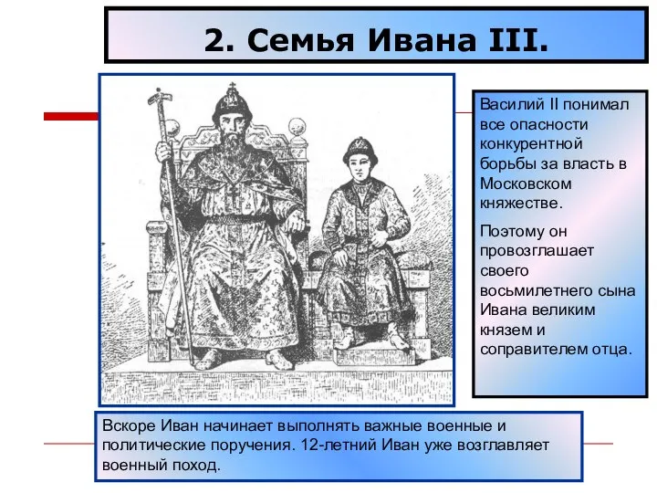 2. Семья Ивана III. Василий II понимал все опасности конкурентной борьбы