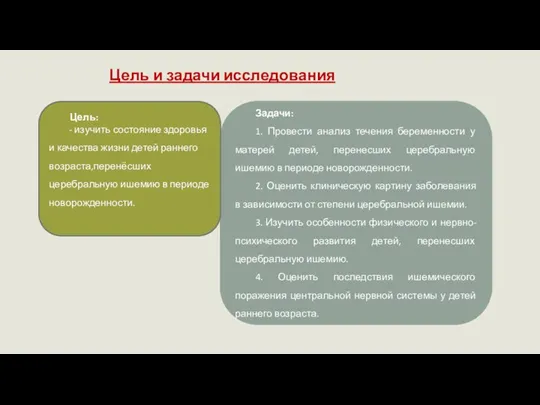 Задачи: 1. Провести анализ течения беременности у матерей детей, перенесших церебральную