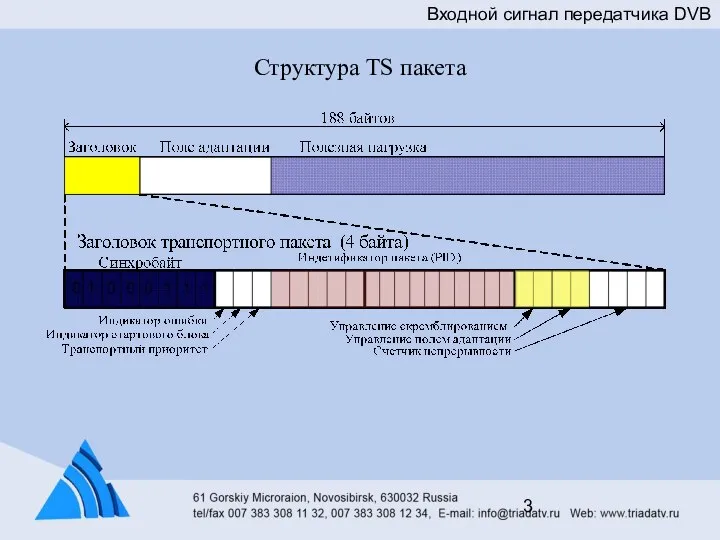 Структура TS пакета Входной сигнал передатчика DVB