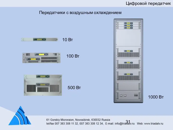 Цифровой передатчик Передатчики с воздушным охлаждением 10 Вт 100 Вт 500 Вт 1000 Вт